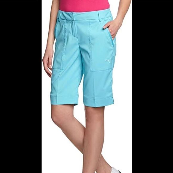 Puma turquoise tech golf shorts sz 2 - Picture 1 of 7